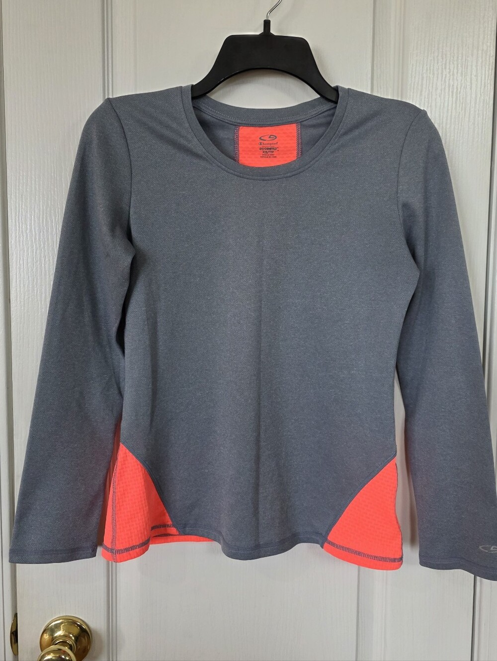 Champion Duo-Dry Gray & Coral Long Sleeve Top  Sz XS